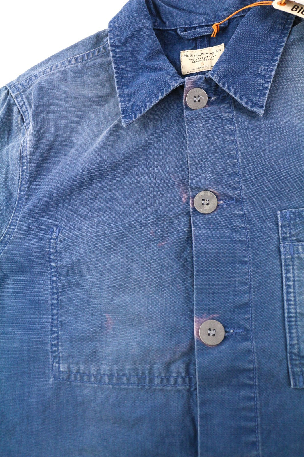 NUDIE JEANS Paul Men's Jacket S Oden Blue Washed Worker Spread  Button