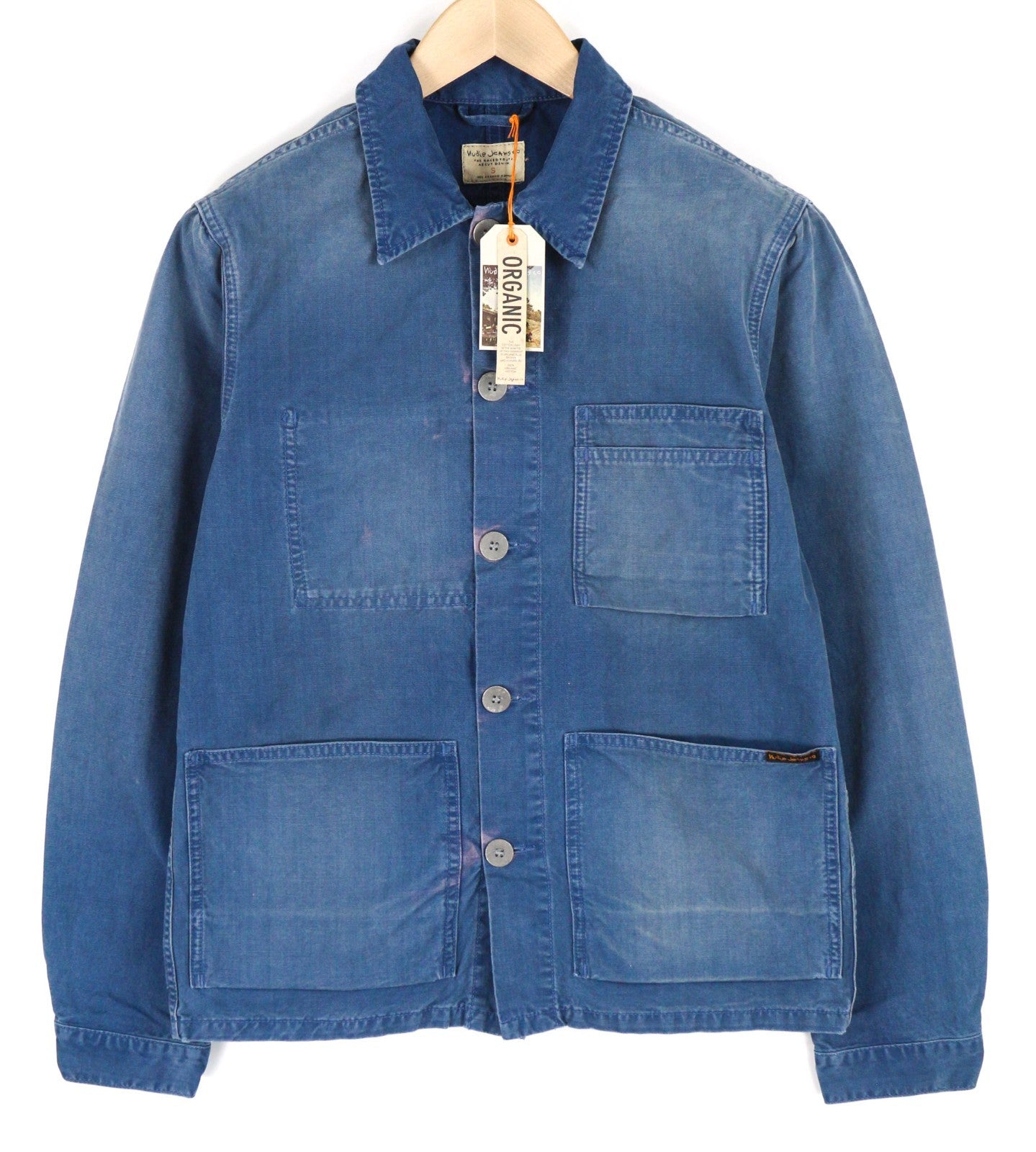 NUDIE JEANS Paul Men's Jacket S Oden Blue Washed Worker Spread  Button