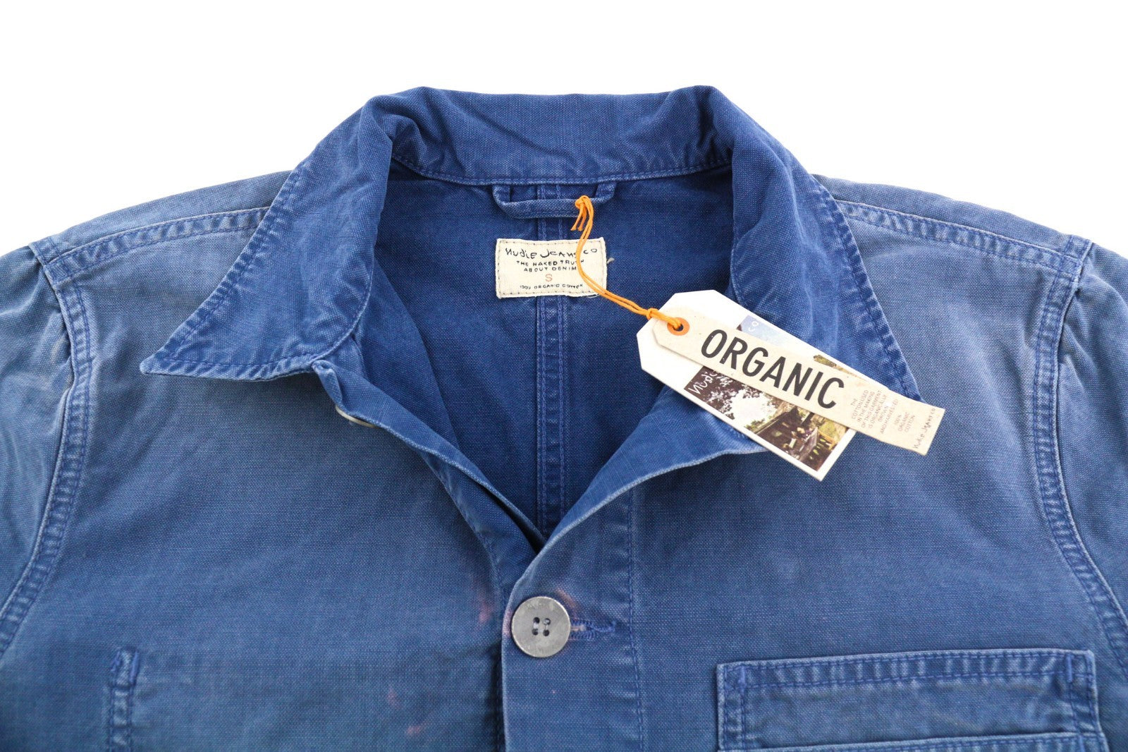 NUDIE JEANS Paul Men's Jacket S Oden Blue Washed Worker Spread  Button