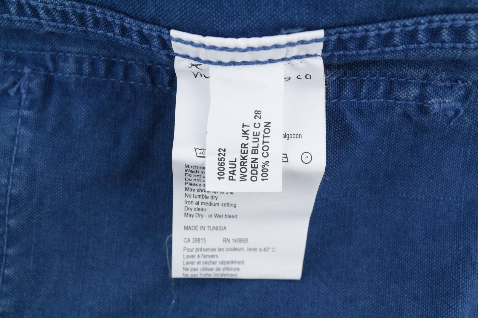 NUDIE JEANS Paul Men's Jacket S Oden Blue Washed Worker Button Pockets