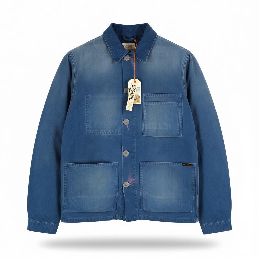 NUDIE JEANS Paul Men's Jacket S Oden Blue Washed Polo Worker Unlined