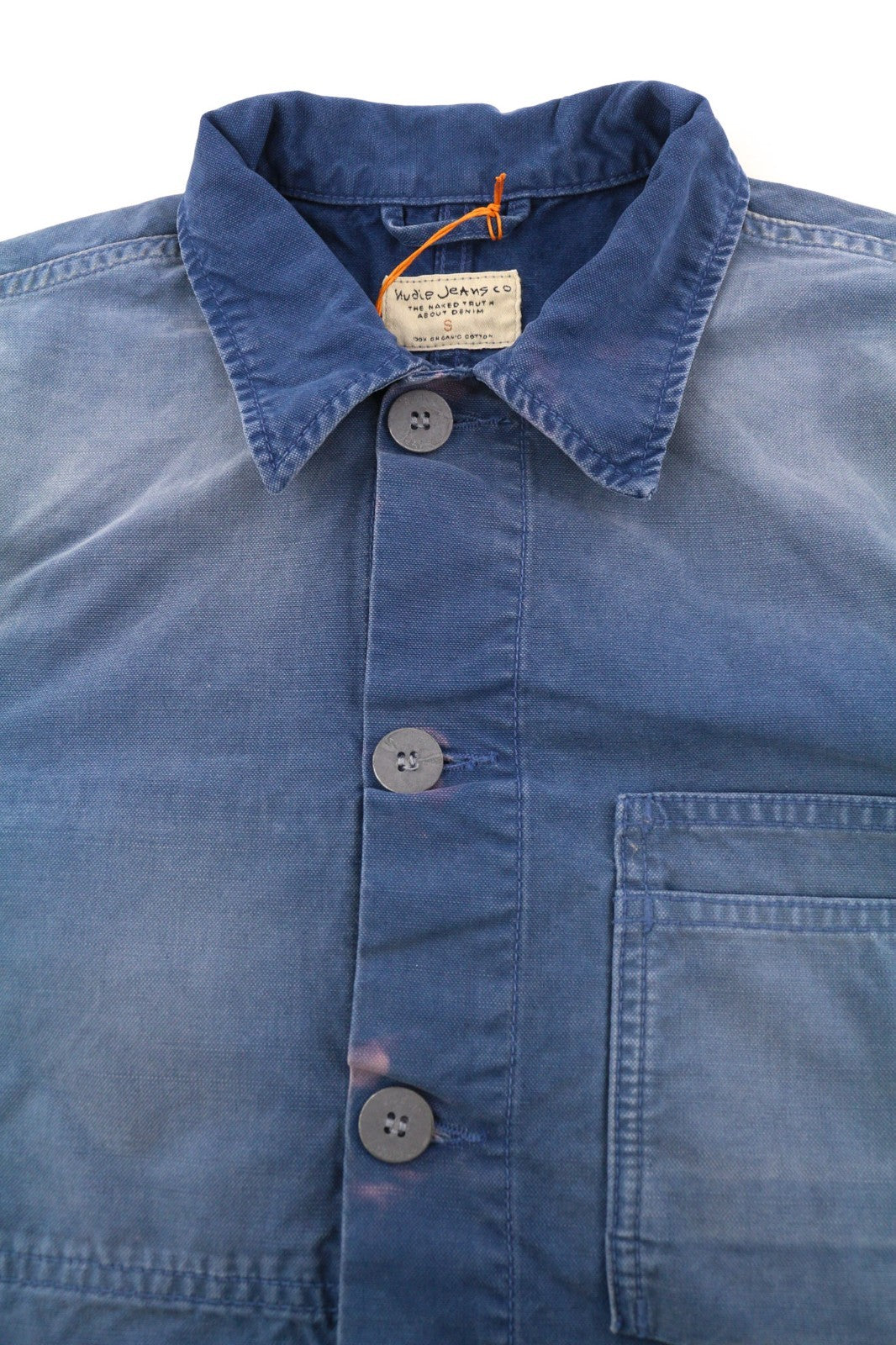 NUDIE JEANS Paul Men's Jacket S Oden Blue Washed Polo Worker Unlined