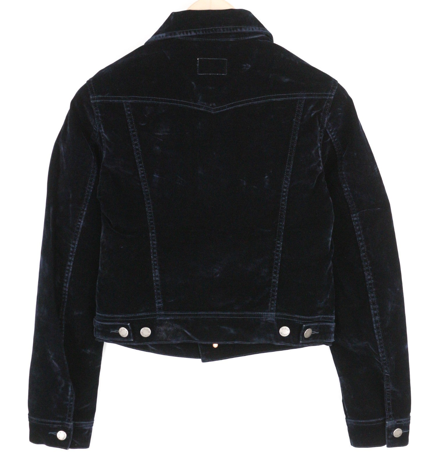 NUDIE JEANS Tove Women's Jacket M Blue Velvet Polo Button Long Sleeve