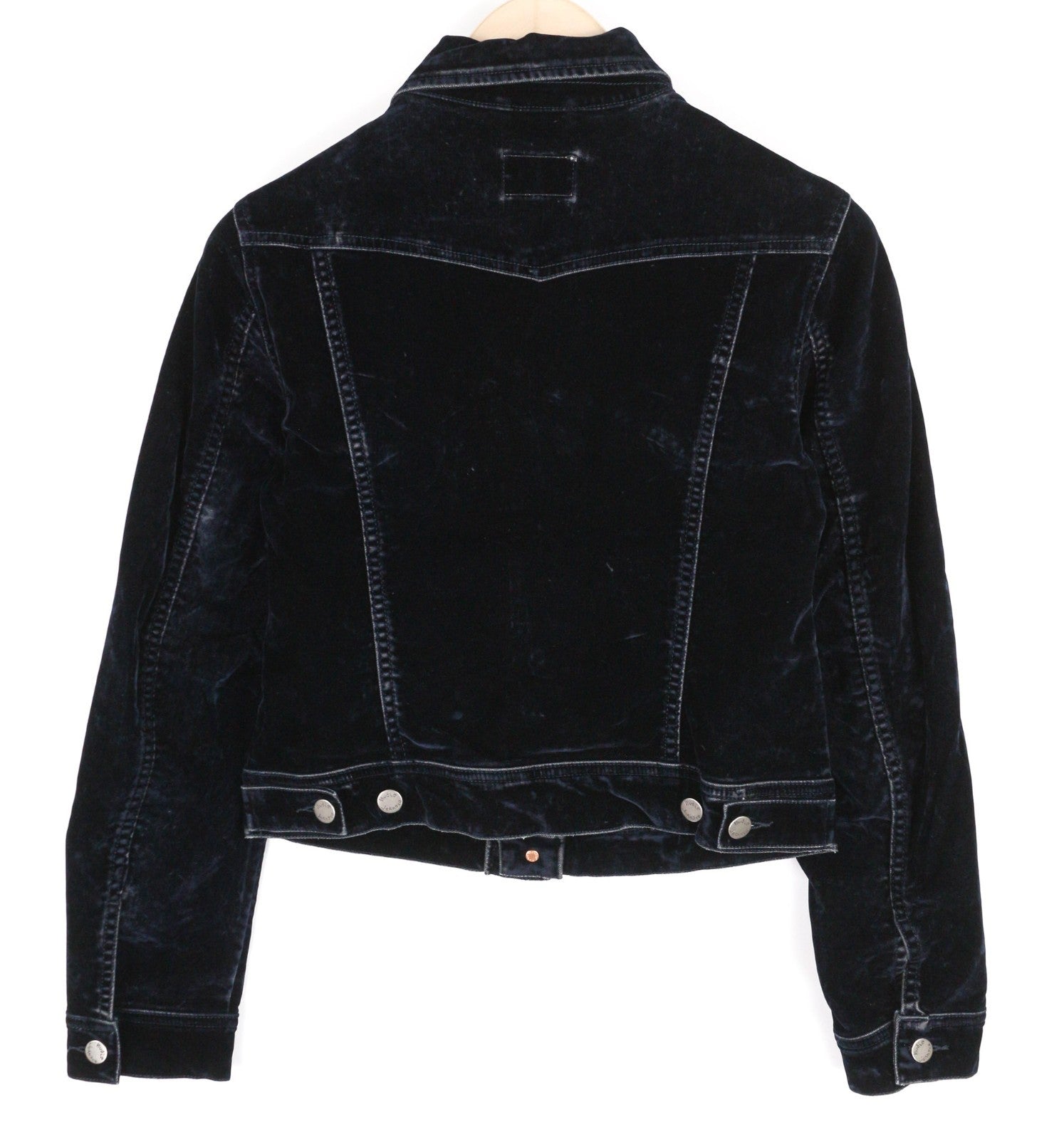 NUDIE JEANS Tove Women's Jacket M Blue Velvet Polo Collar Button Sleeve