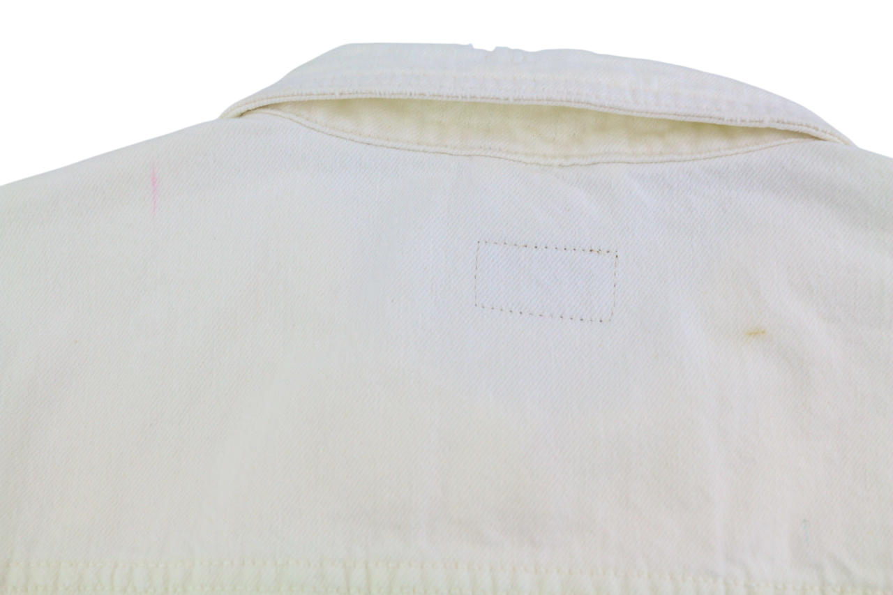 NUDIE JEANS Billy Men's Jacket L Pitch White Worn Button Polo Unlined