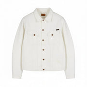 NUDIE JEANS Billy Men's Jacket XS Pitch White Worn Polo Button Unlined