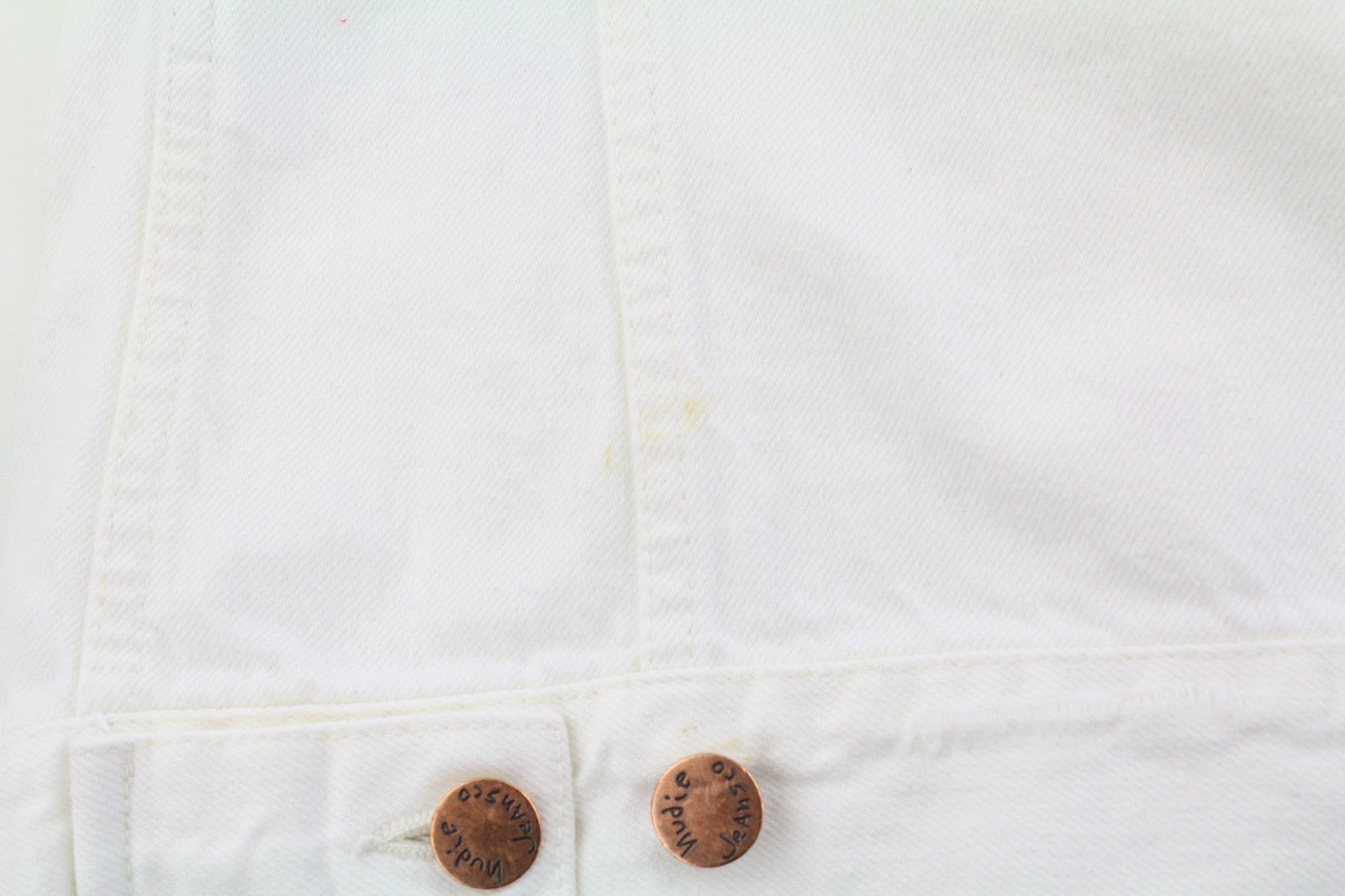 NUDIE JEANS Billy Men's Jacket XS Pitch White Worn Polo Button Unlined