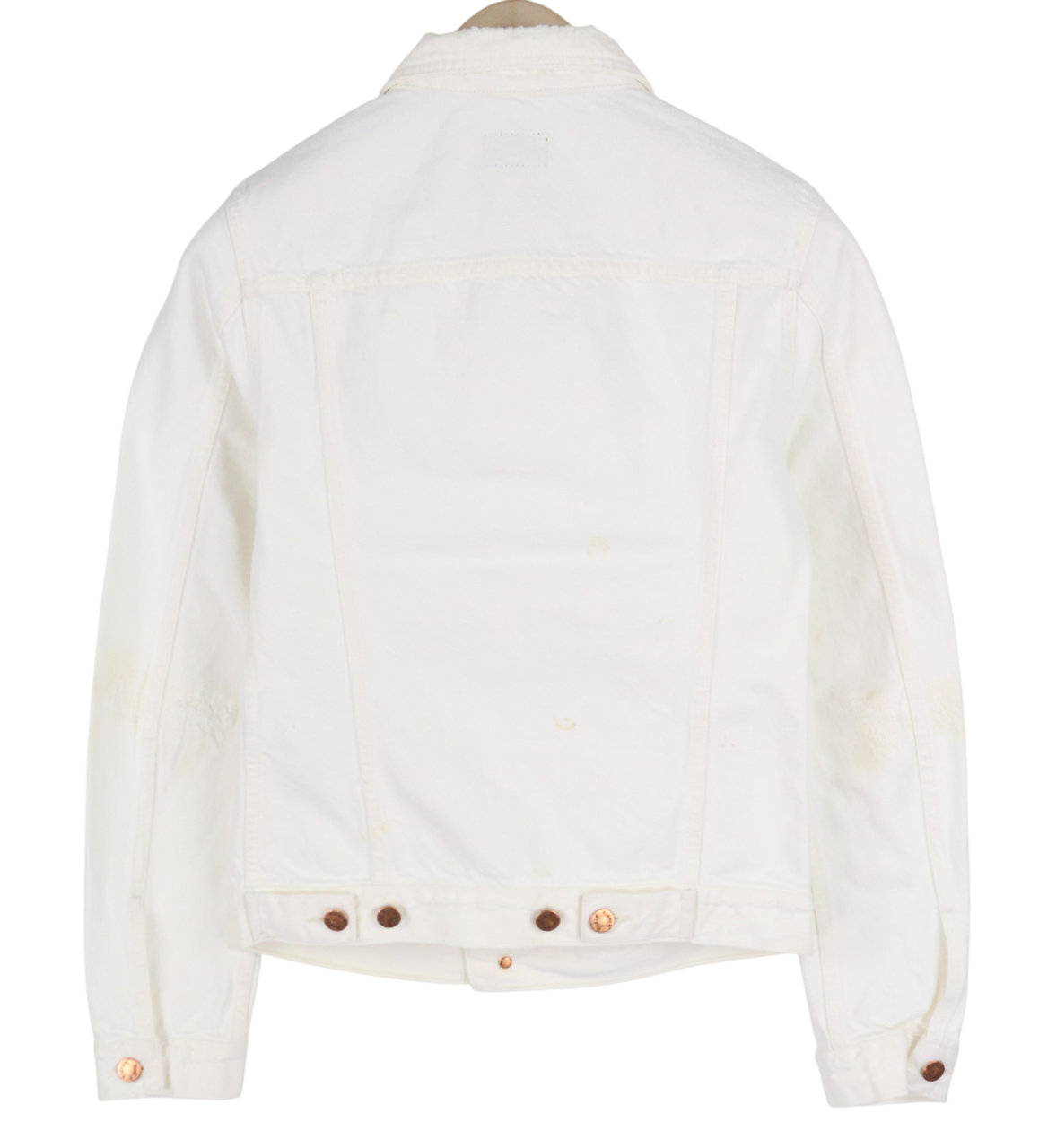 NUDIE JEANS Billy Men's Jacket XS Pitch White Worn Polo Button Unlined