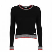 DIESEL M-Arianne Women's XL Black Knit Stretch Logo Crew Pullover Jumper RRP175