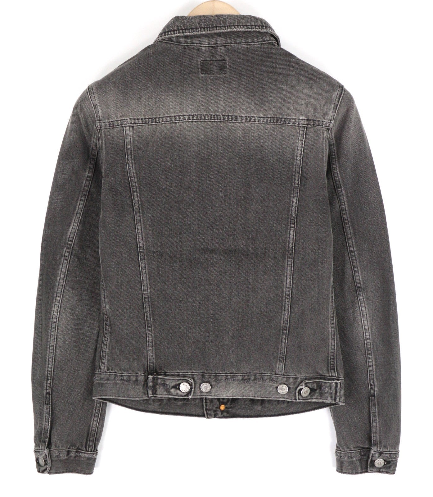 NUDIE JEANS Billy Men's XS Shimmering Shist Grey Ripped Washed Denim Jacket