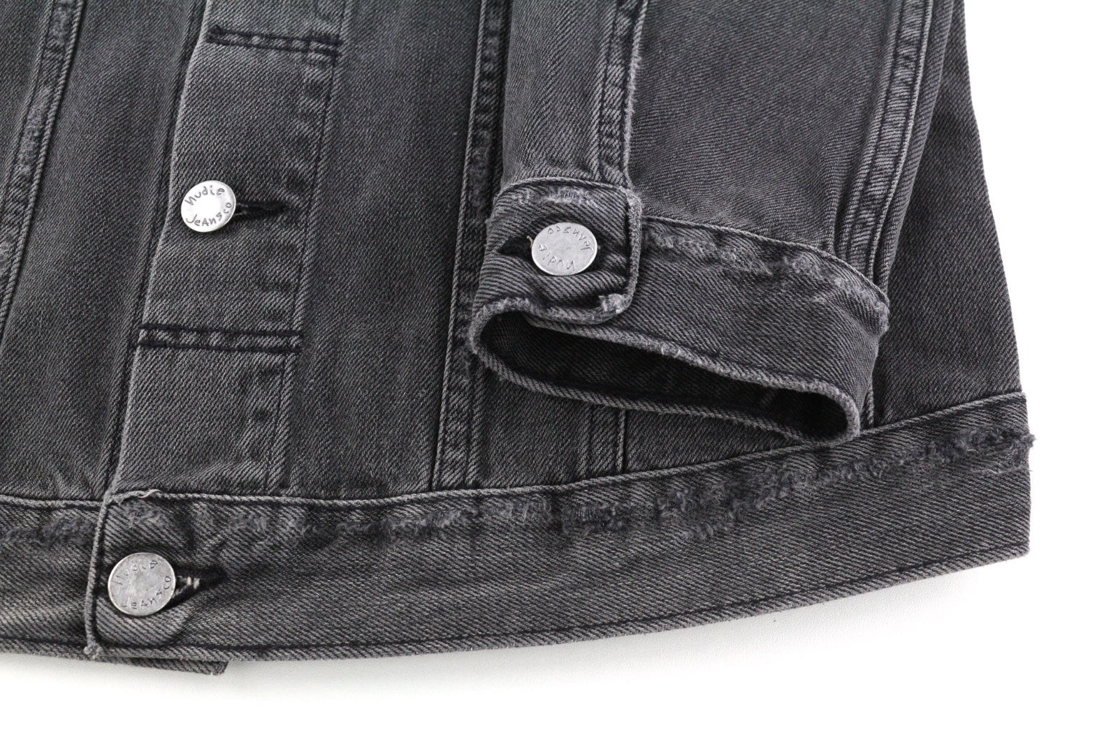 NUDIE JEANS Billy Men's S Shimmering Shist Grey Ripped Washed Button Jacket