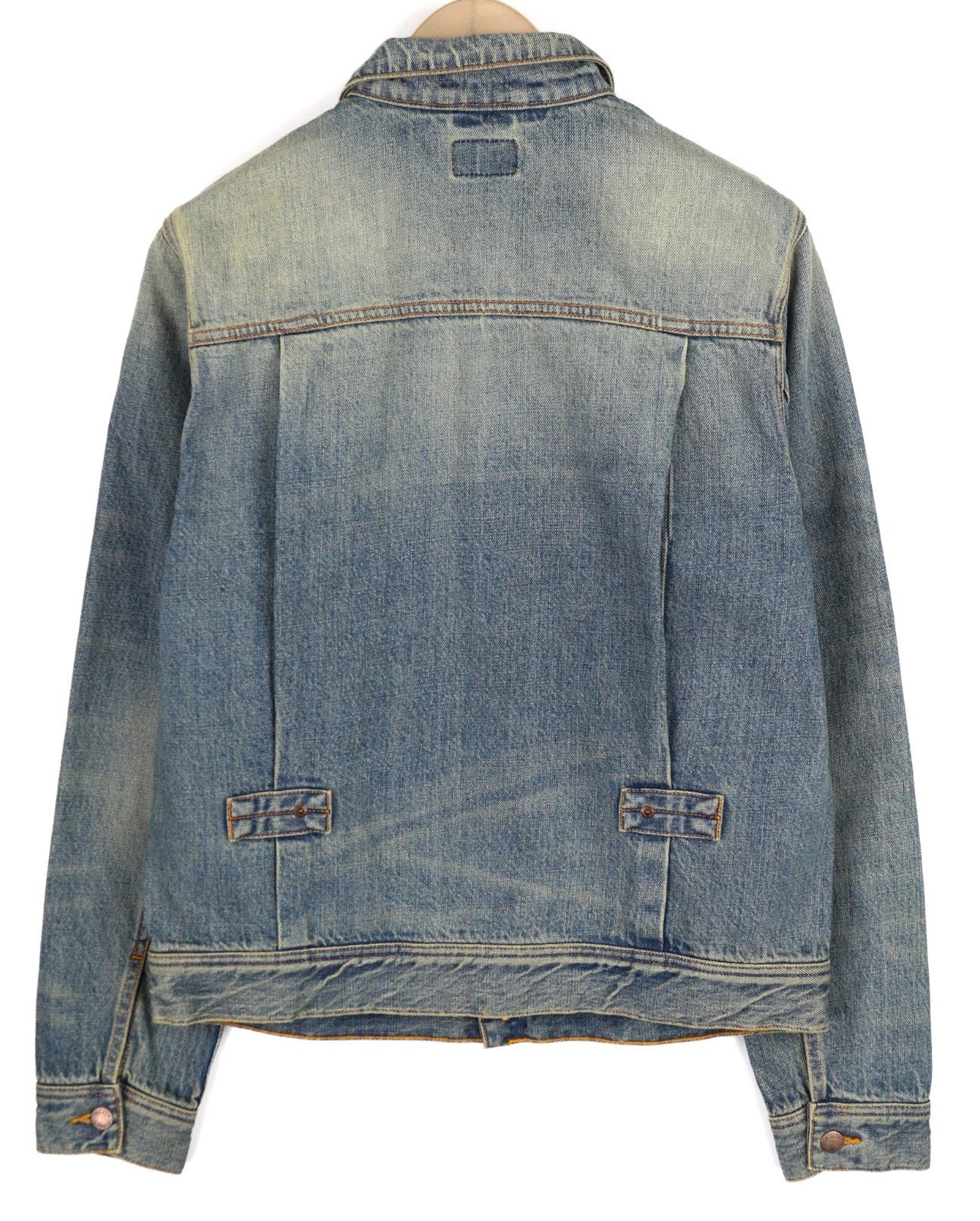 NUDIE JEANS Sonny Men's M Steel Indigo Washed Blue Polo Button Pocket Jacket