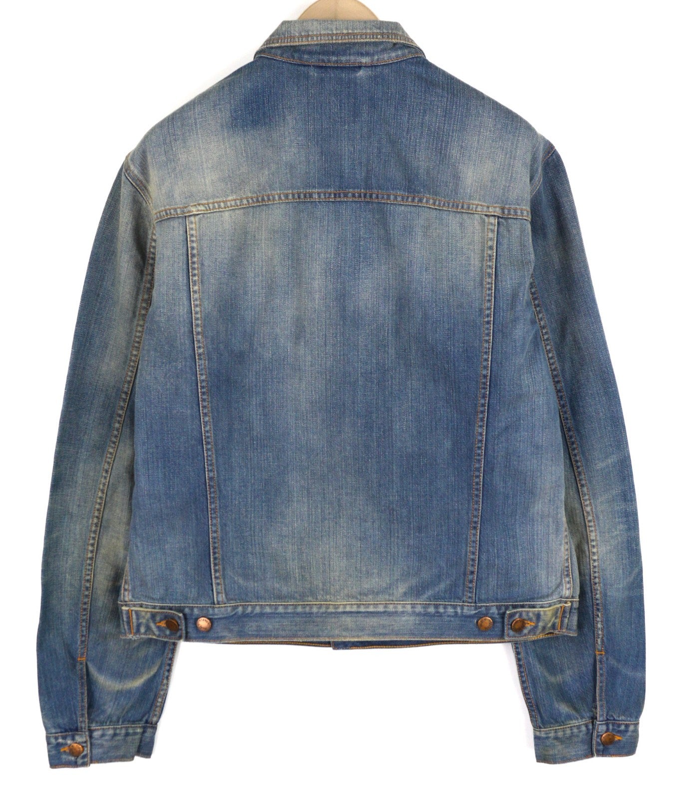 NUDIE JEANS Perry Men's 2XL Organic Bright Broken Mid Blue Washed Denim Coat