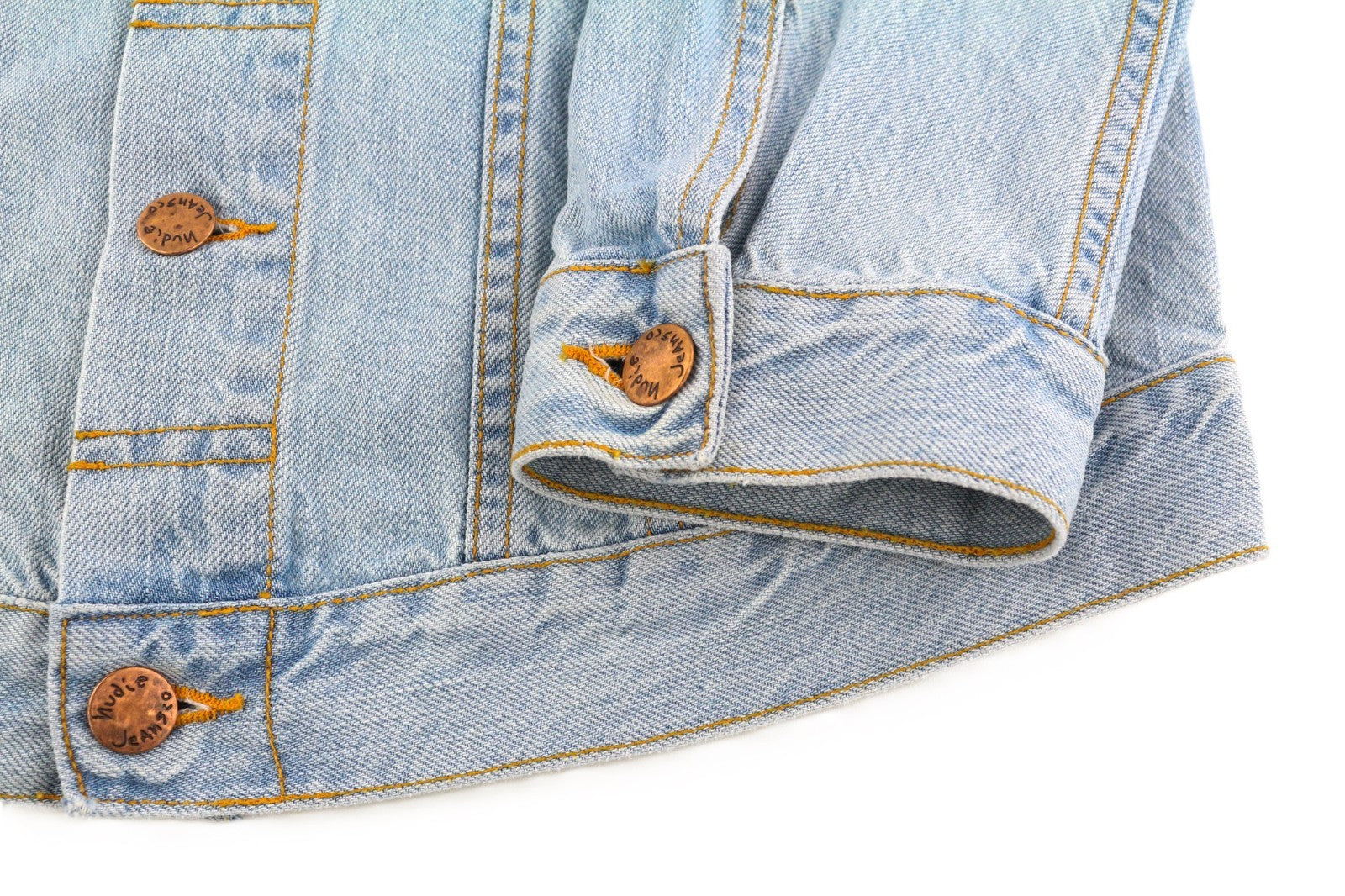 NUDIE JEANS Perry Men's S Organic Saltwater Shades Polo Button Blue Denim