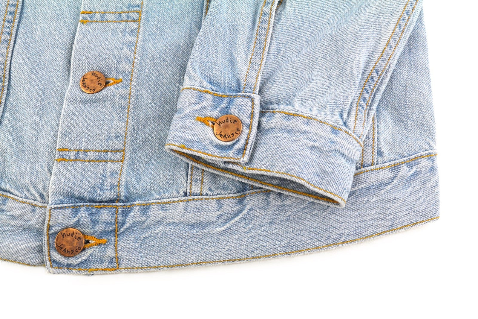 NUDIE JEANS Perry Men's S Organic Saltwater Shades Button Polo Neck Denim