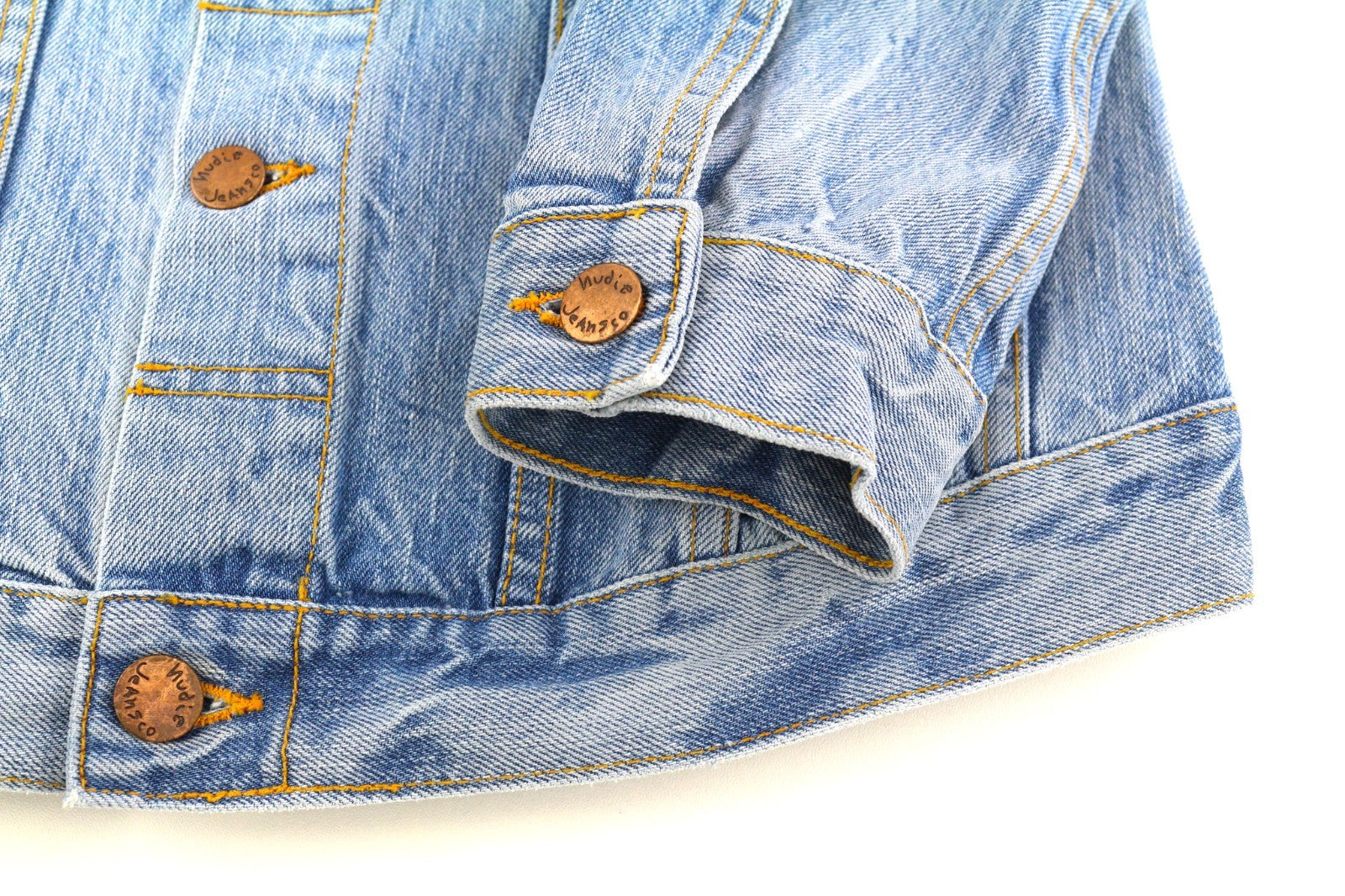 NUDIE JEANS Billy Men's XS Strumming Indigo Organic Denim Blue Button Jacket