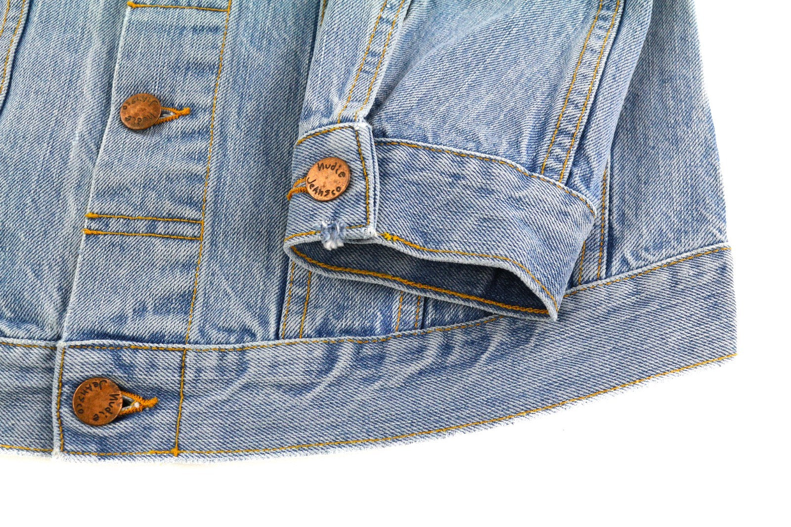 NUDIE JEANS Billy Men's S Strumming Indigo Organic Button Denim Blue Jacket