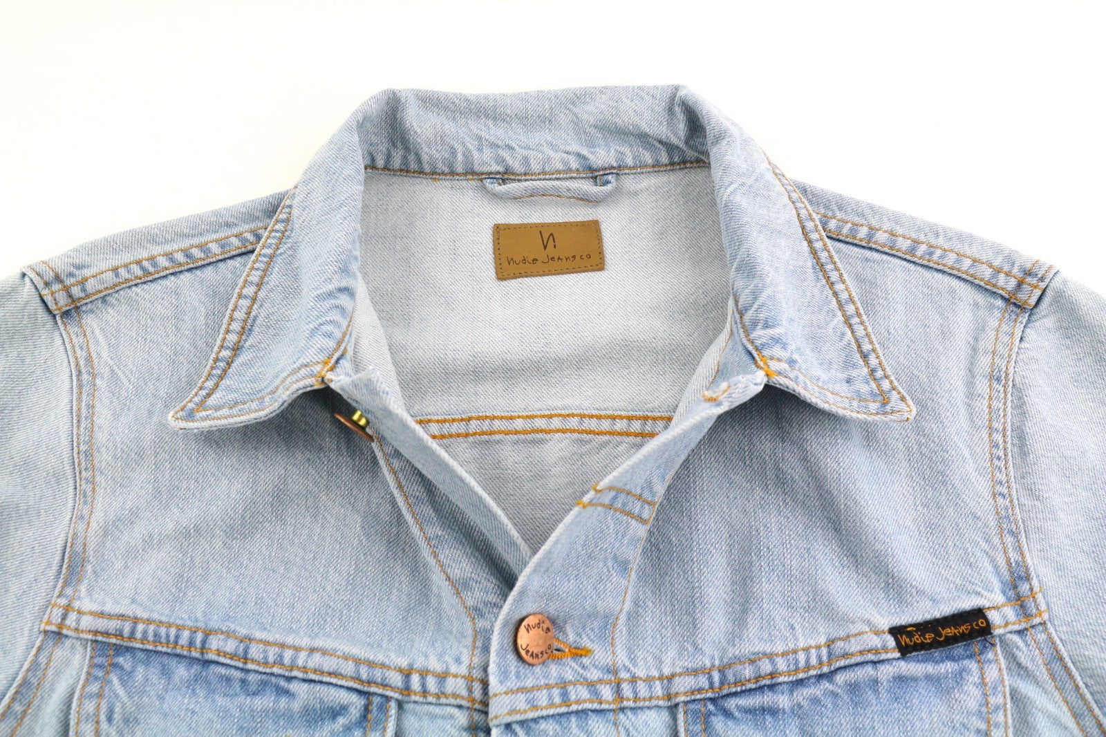 NUDIE JEANS Perry Men's M Organic Saltwater Shades Polo Neck Blue Denim Coat