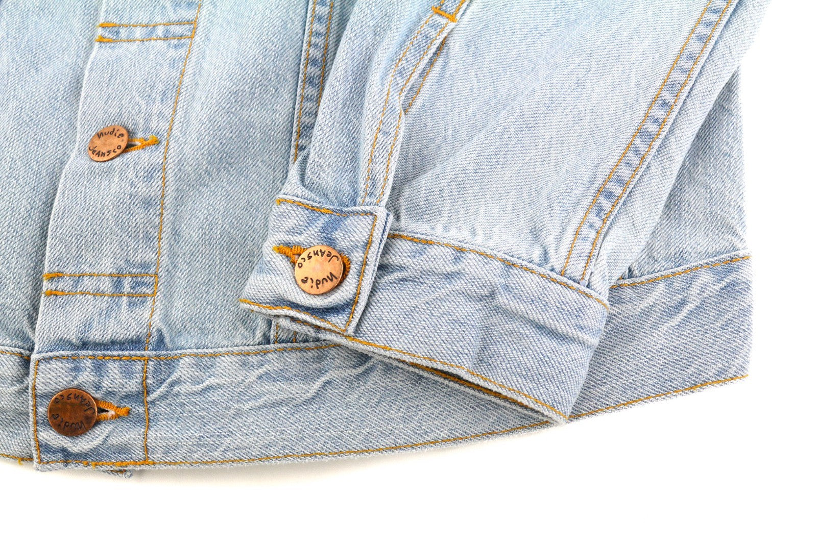 NUDIE JEANS Perry Men's M Organic Saltwater Shades Polo Neck Blue Denim Coat