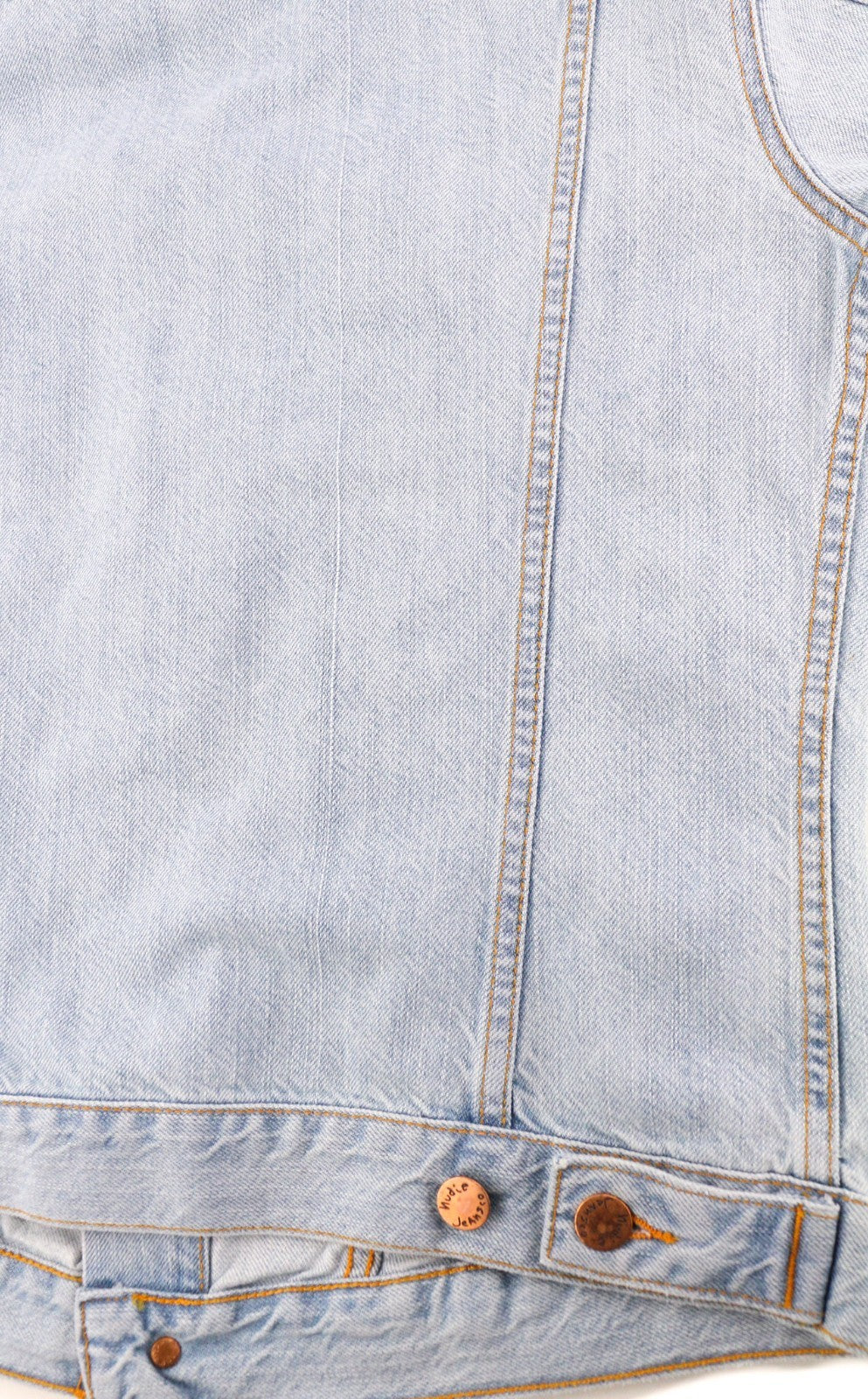 NUDIE JEANS Perry Men's M Organic Saltwater Shades Polo Neck Blue Denim Coat