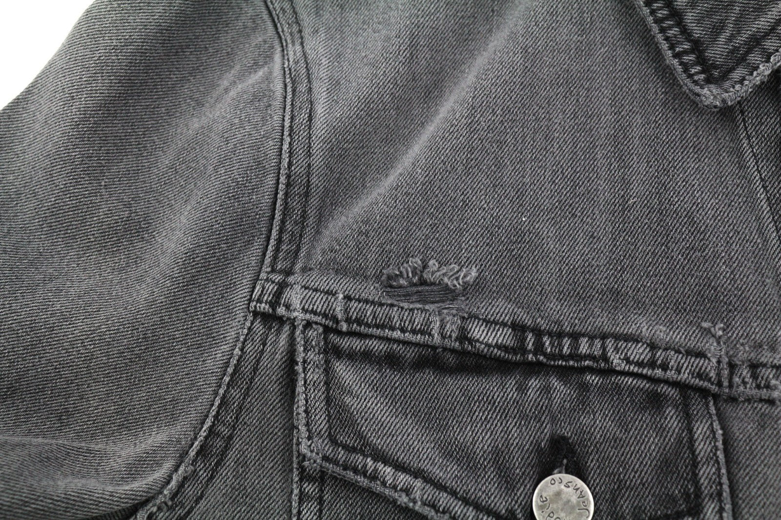 NUDIE JEANS Billy Men's M Desolation Grey Mid Denim Polo Neck Button Jacket