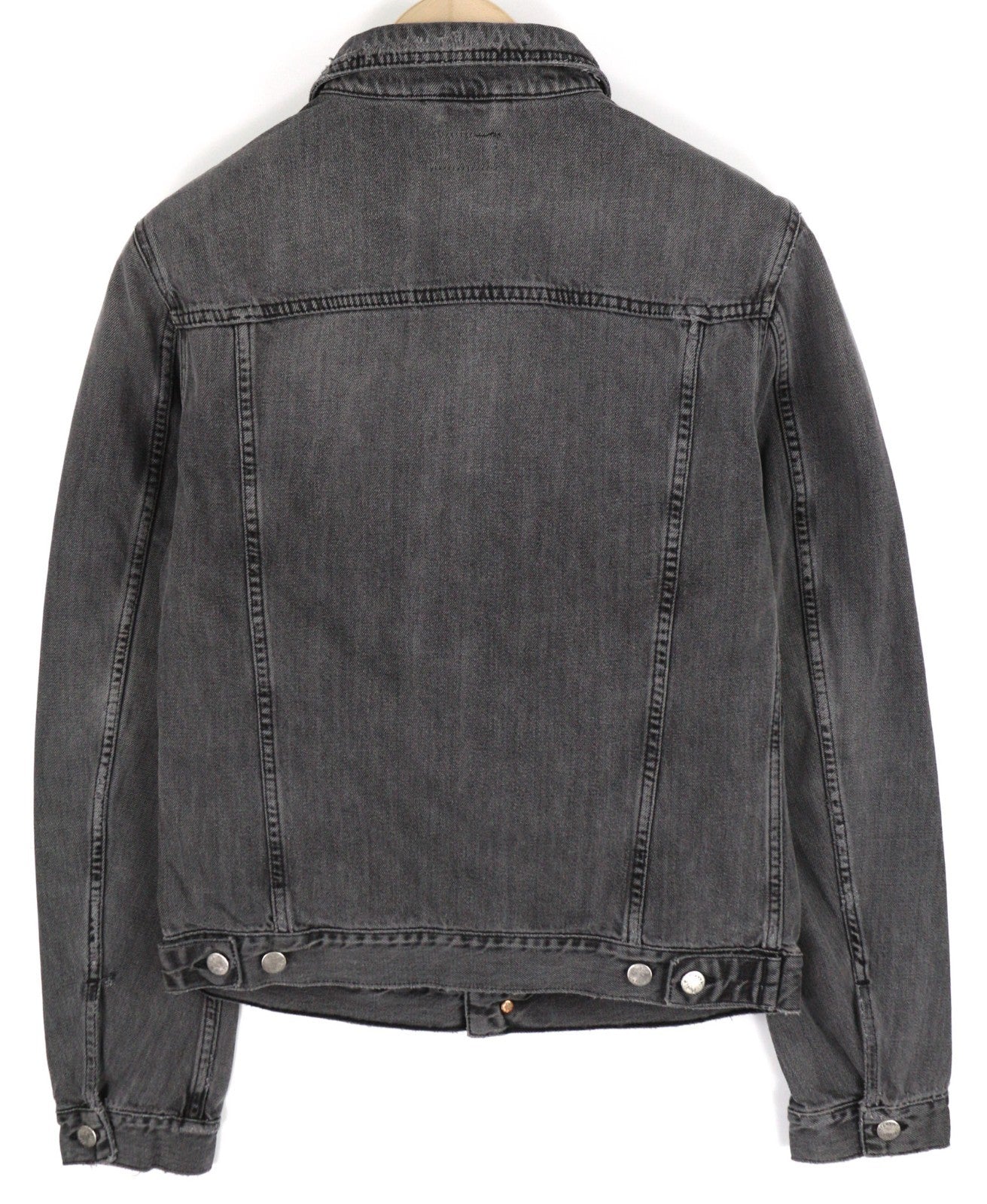 NUDIE JEANS Billy Men's M Desolation Grey Polo Neck Mid Denim Button Coat