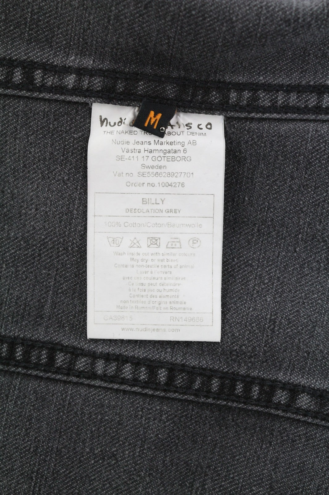 NUDIE JEANS Billy Men's M Desolation Grey Polo Collar Mid Denim Button Top