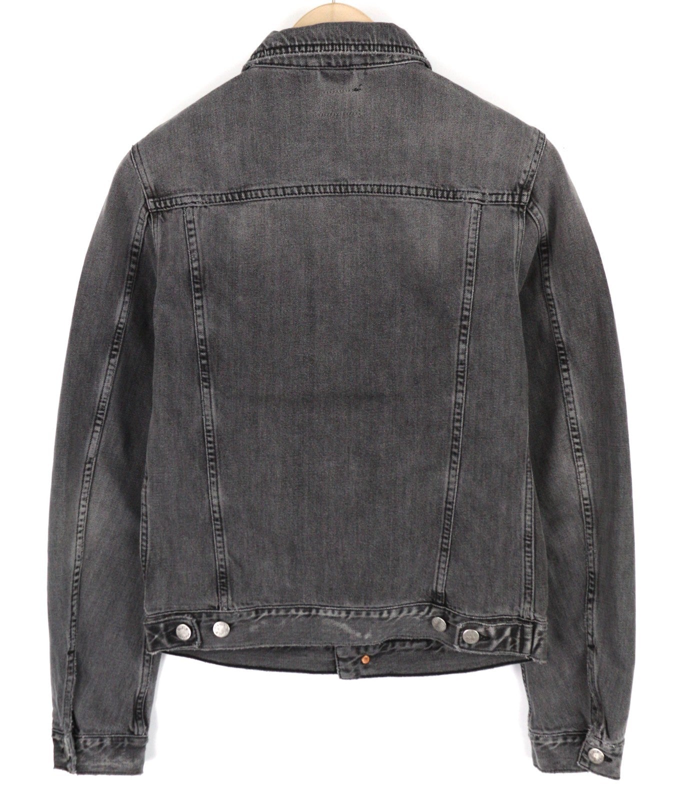 NUDIE JEANS Billy Men's S Desolation Grey Polo Neck Button Mid Denim Jacket