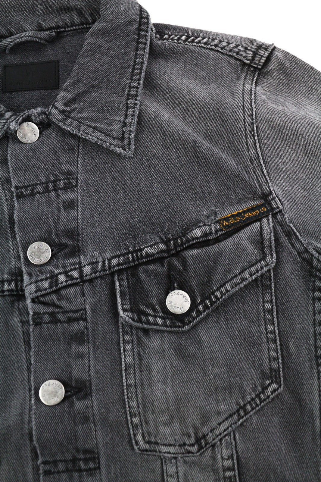 NUDIE JEANS Billy Men's XS Desolation Grey Polo Neck Mid Denim Button Jacket