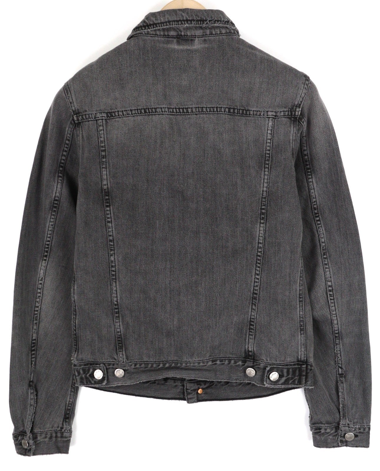 NUDIE JEANS Billy Men's S Desolation Grey Polo Neck Mid Denim Buttoned Coat