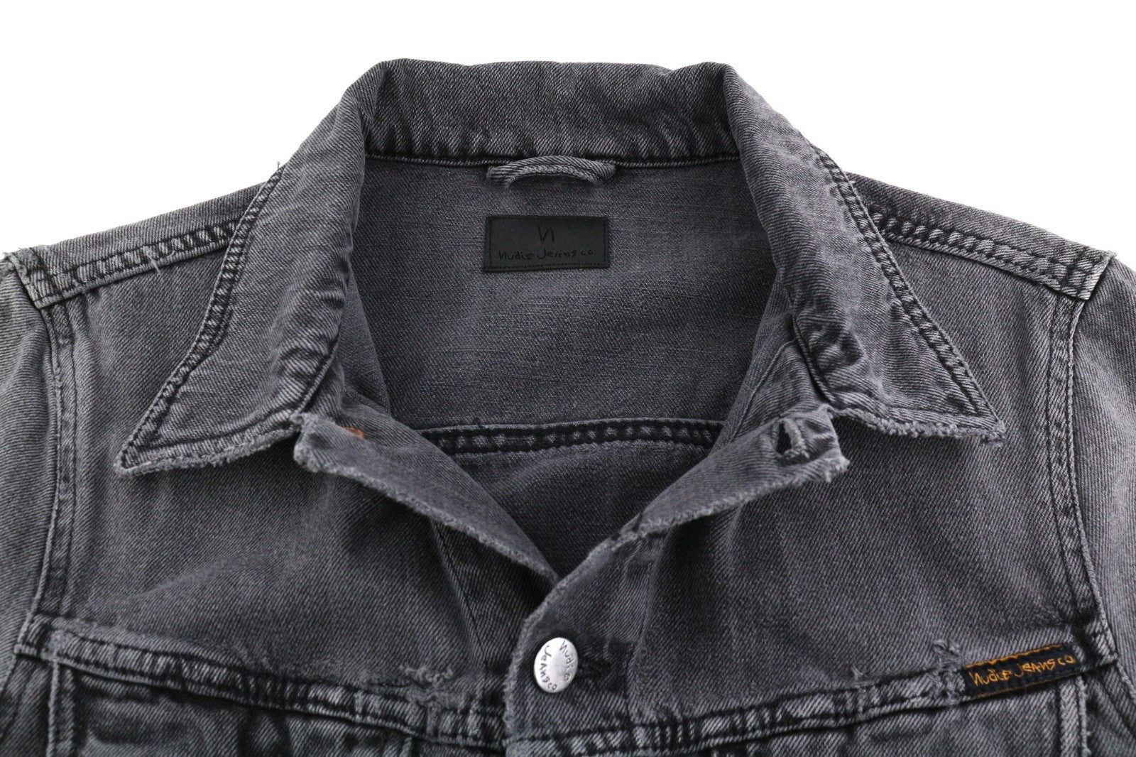 NUDIE JEANS Billy Men's S Desolation Grey Polo Neck Casual Mid Denim Jacket