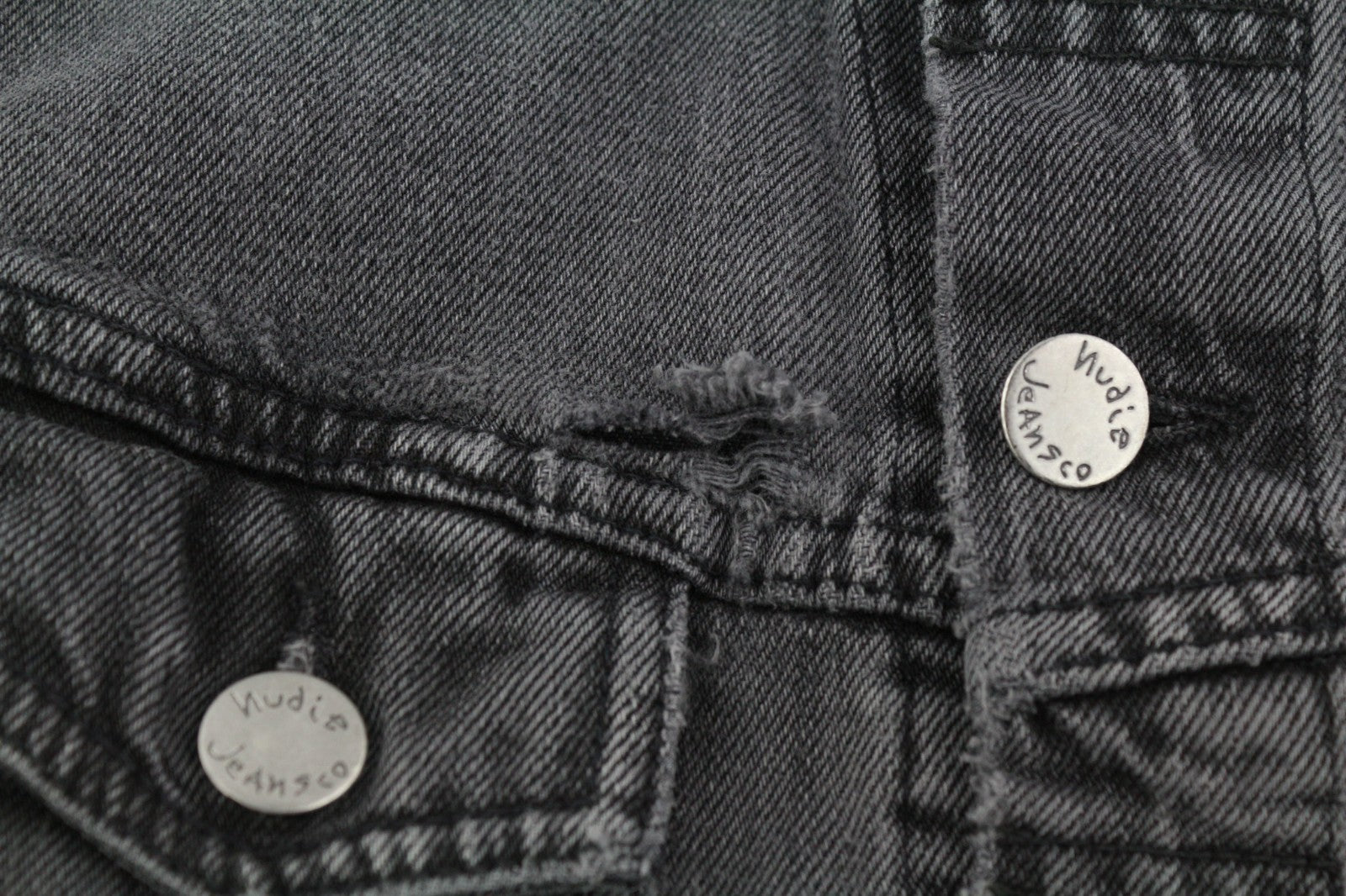 NUDIE JEANS Billy Men's S Desolation Grey Polo Neck Casual Mid Denim Jacket