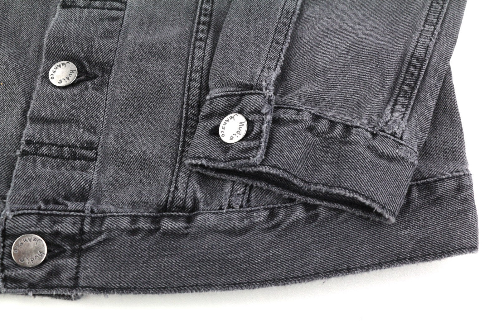 NUDIE JEANS Billy Men's S Desolation Grey Polo Collar Patch Pocket Denim