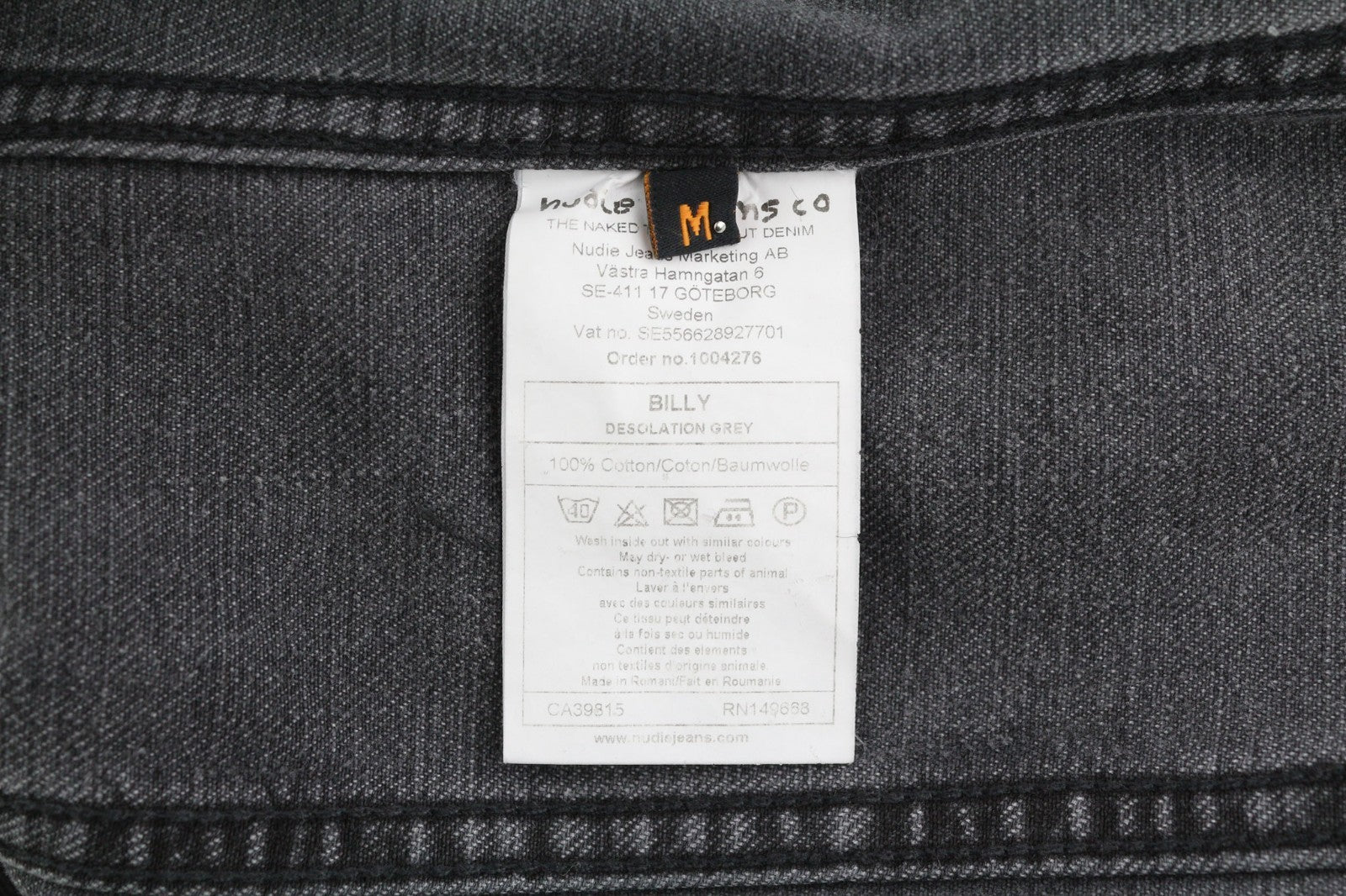 NUDIE JEANS Billy Men's M Desolation Polo Neck Unlined Patch Pocket Denim