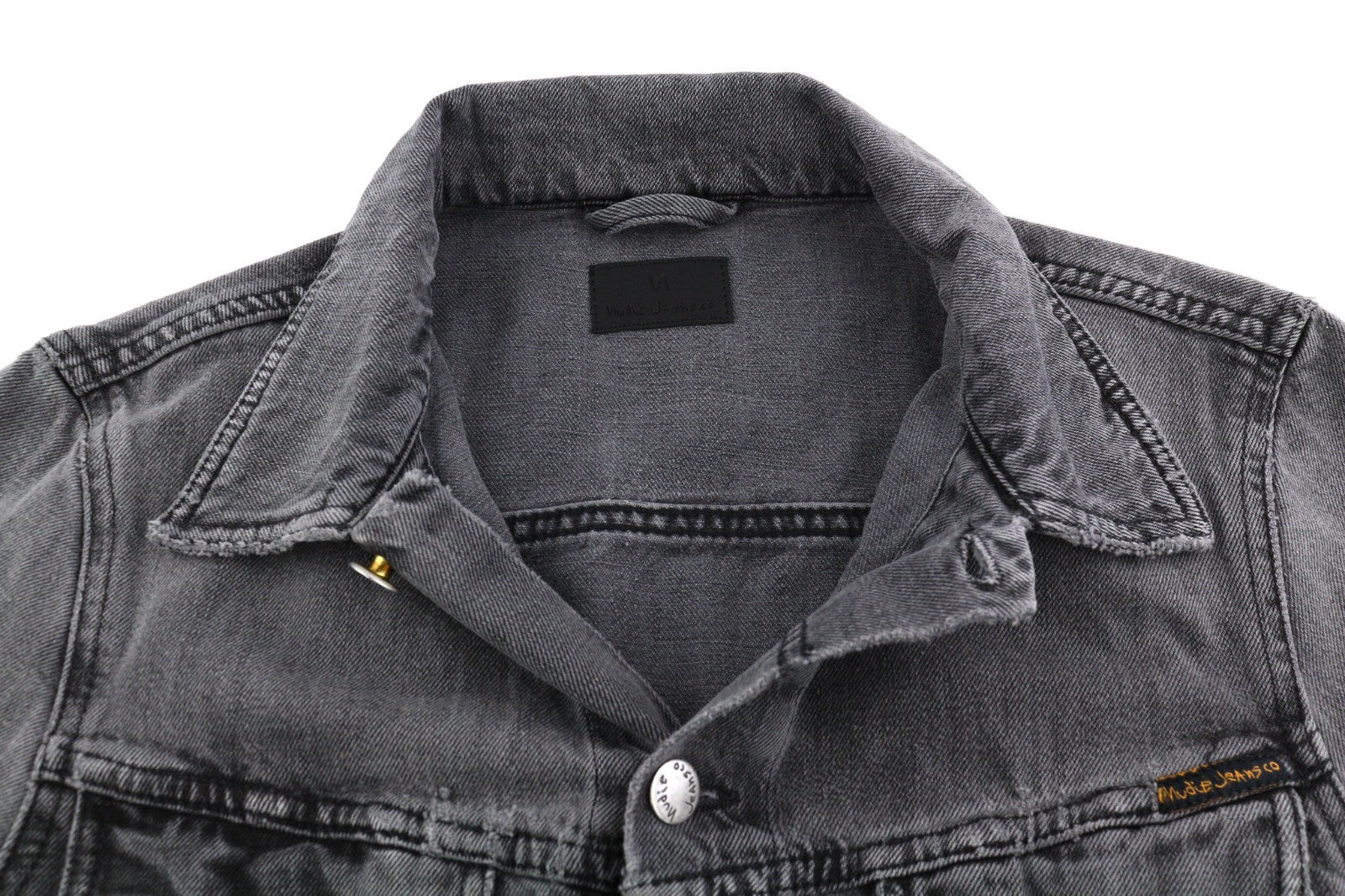 NUDIE JEANS Billy Men's S Desolation Unlined Patch Pocket Logo Denim Jacket