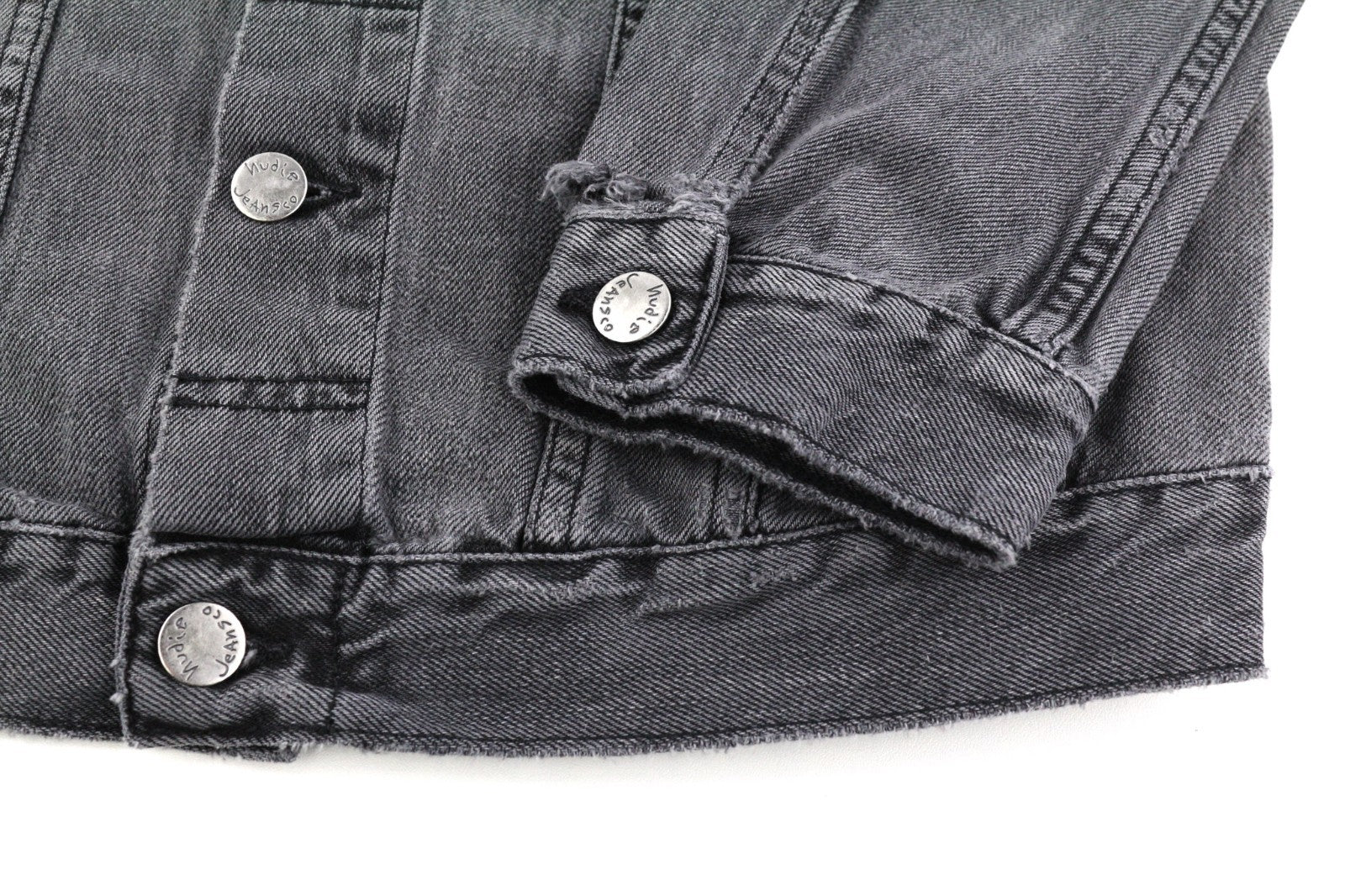 NUDIE JEANS Billy Men's S Desolation Unlined Patch Pocket Logo Denim Jacket