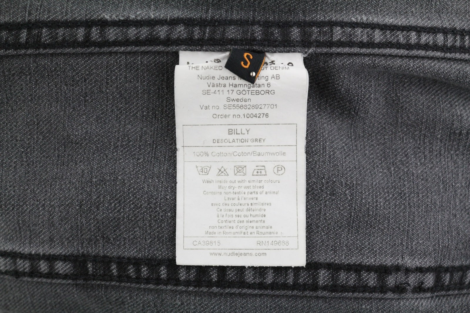 NUDIE JEANS Billy Men's S Desolation Unlined Patch Pocket Logo Denim Jacket