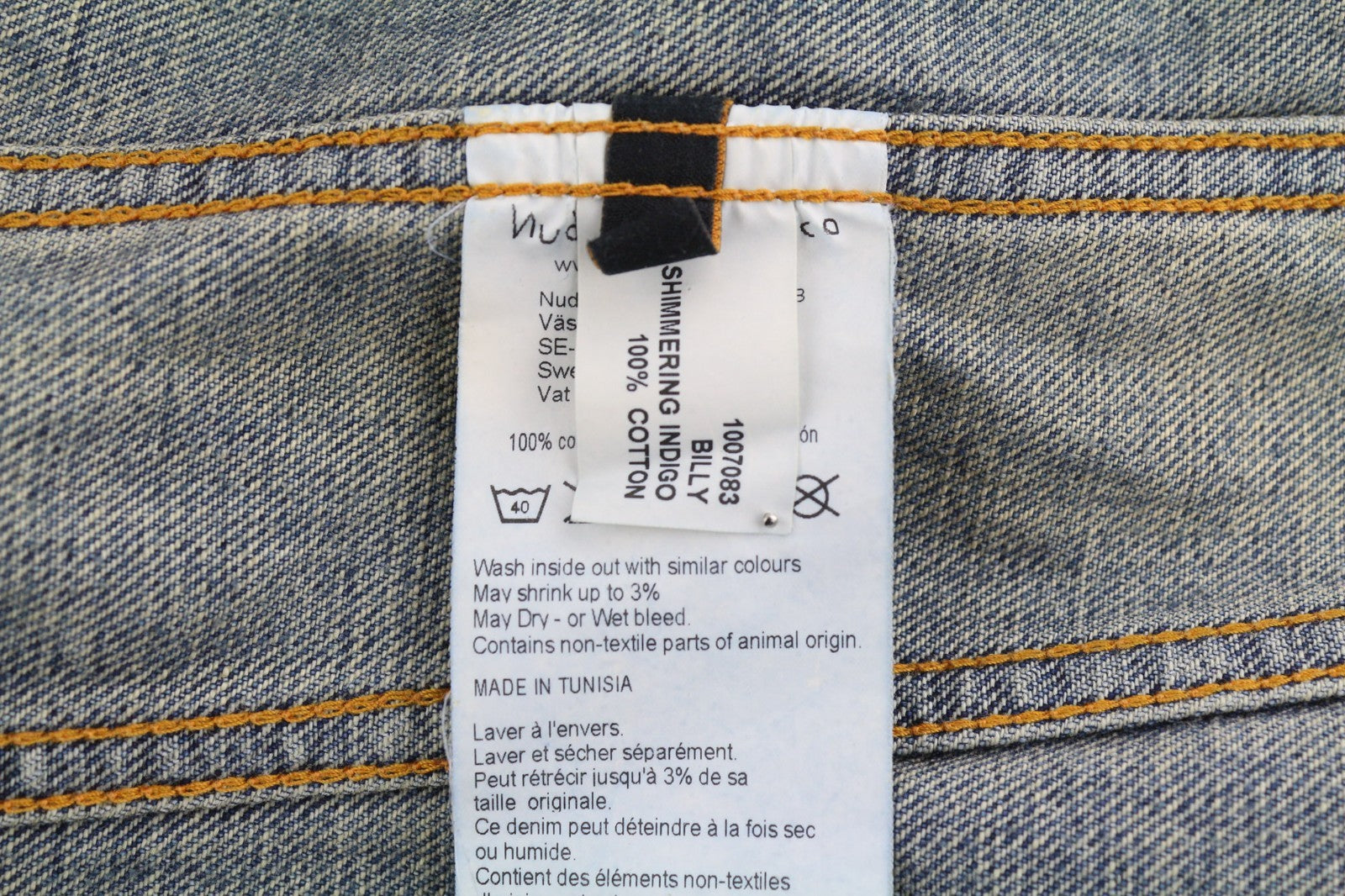 NUDIE JEANS Billy Men's M Shimmering Indigo Ripped Washed Polo Denim Jacket