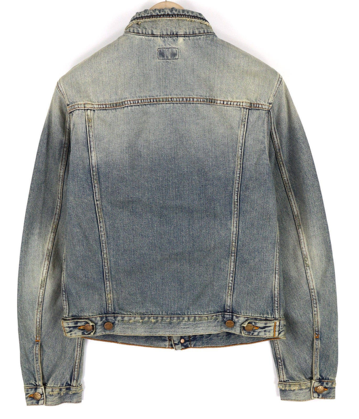 NUDIE JEANS Billy Men's M Shimmering Indigo Ripped Washed Polo Logo Jacket