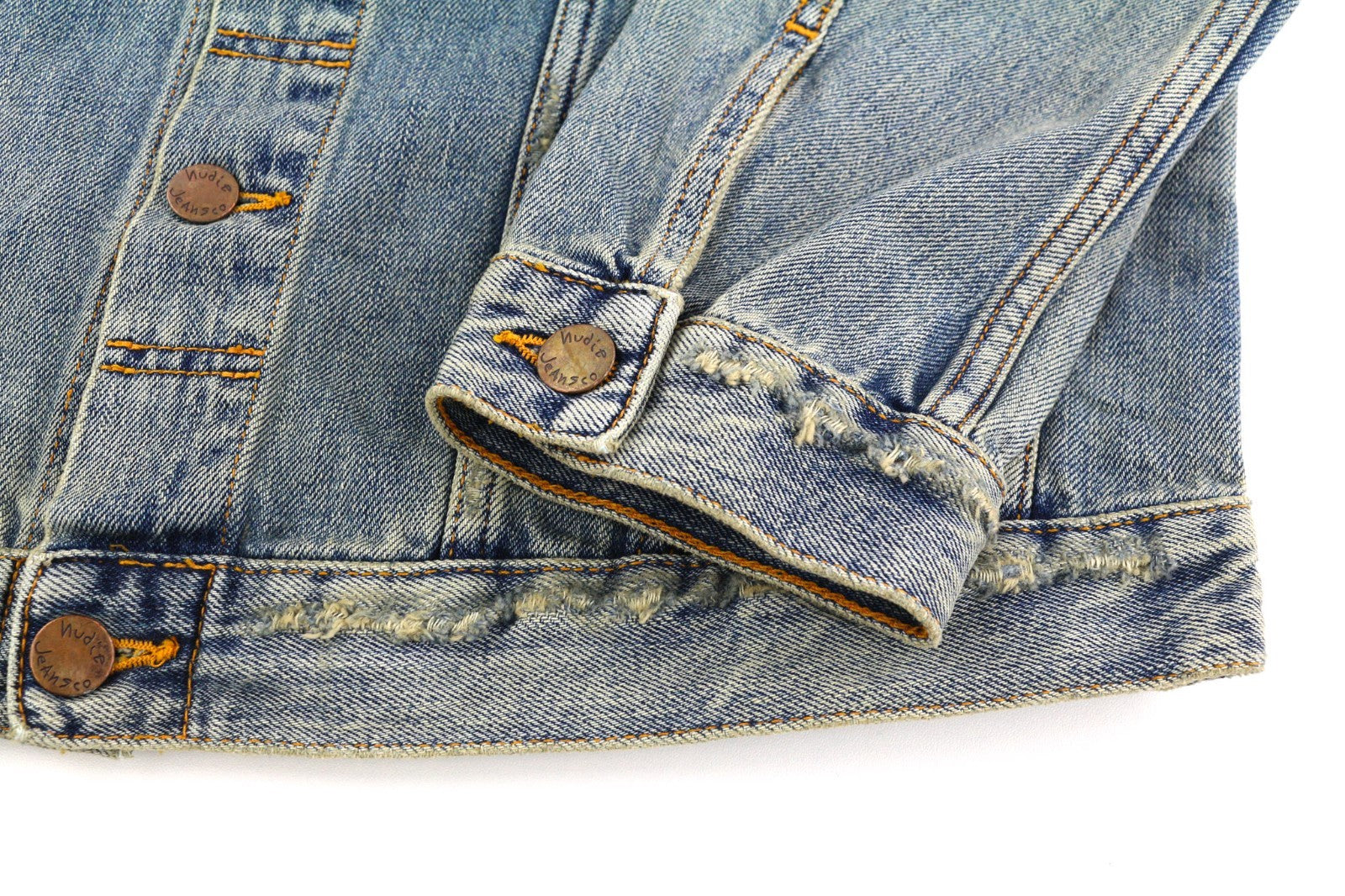 NUDIE JEANS Billy Men's M Shimmering Indigo Ripped Washed Polo Logo Jacket