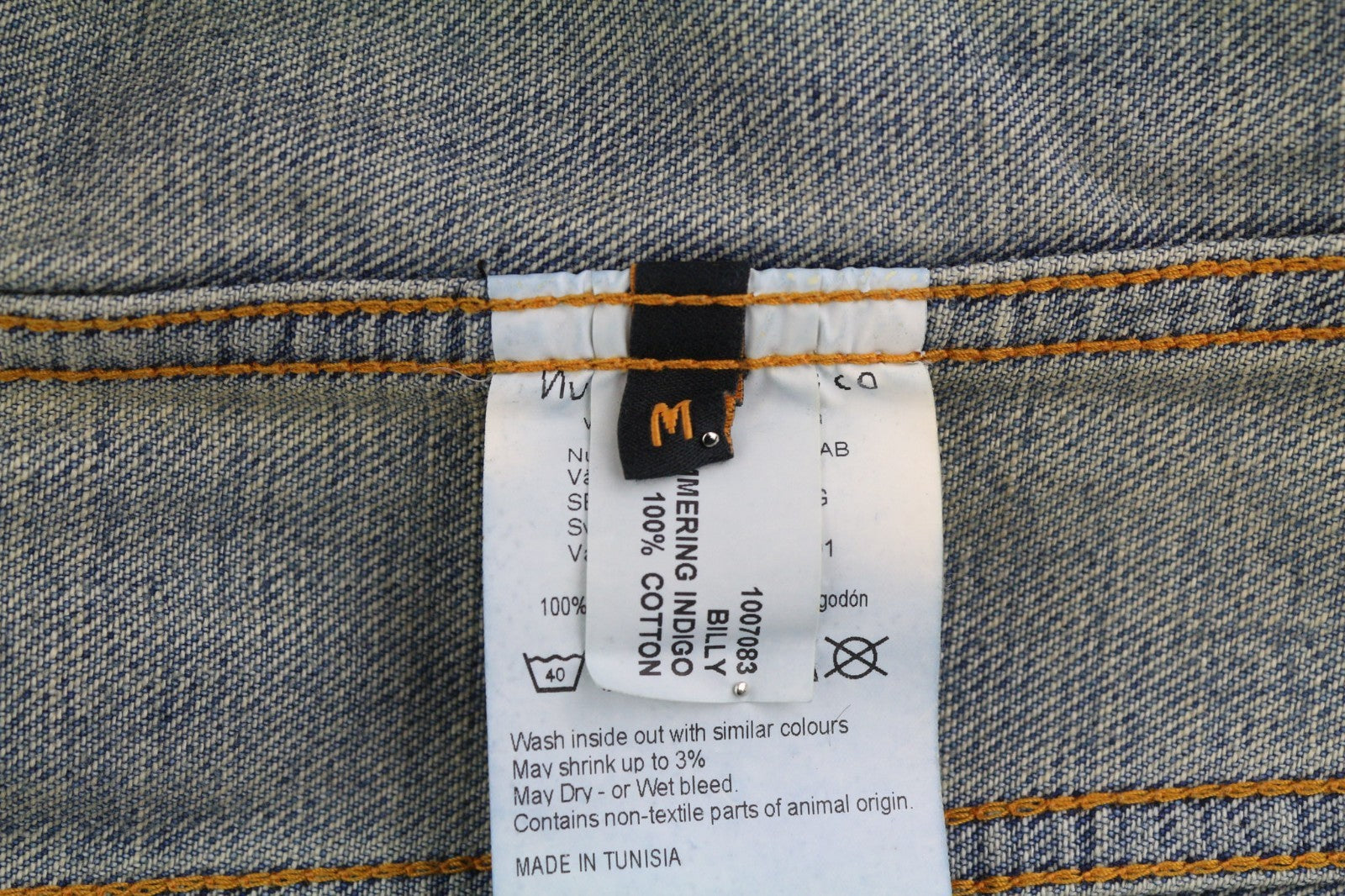 NUDIE JEANS Billy Men's M Shimmering Indigo Ripped Washed Polo Logo Jacket