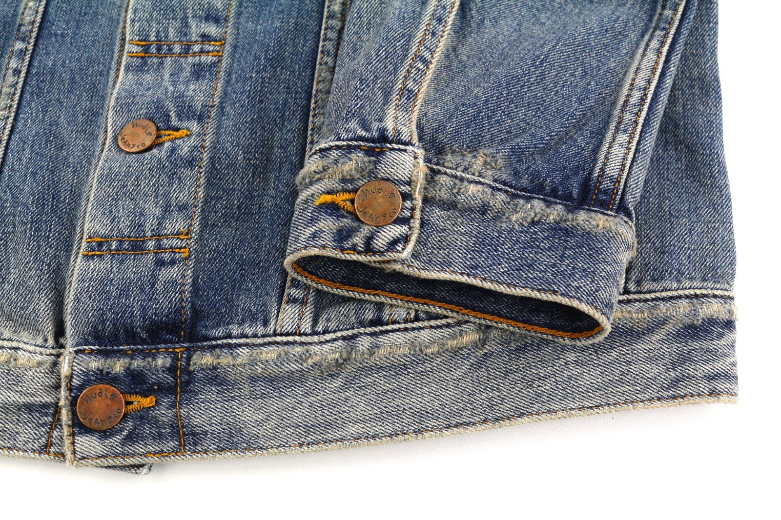 NUDIE JEANS Billy Men's M Shimmering Indigo Washed Denim Polo Button Jacket