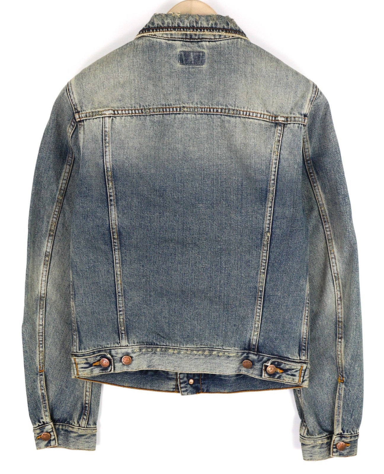 NUDIE JEANS Billy Men's S Shimmering Indigo Ripped Polo Neck Washed Jacket