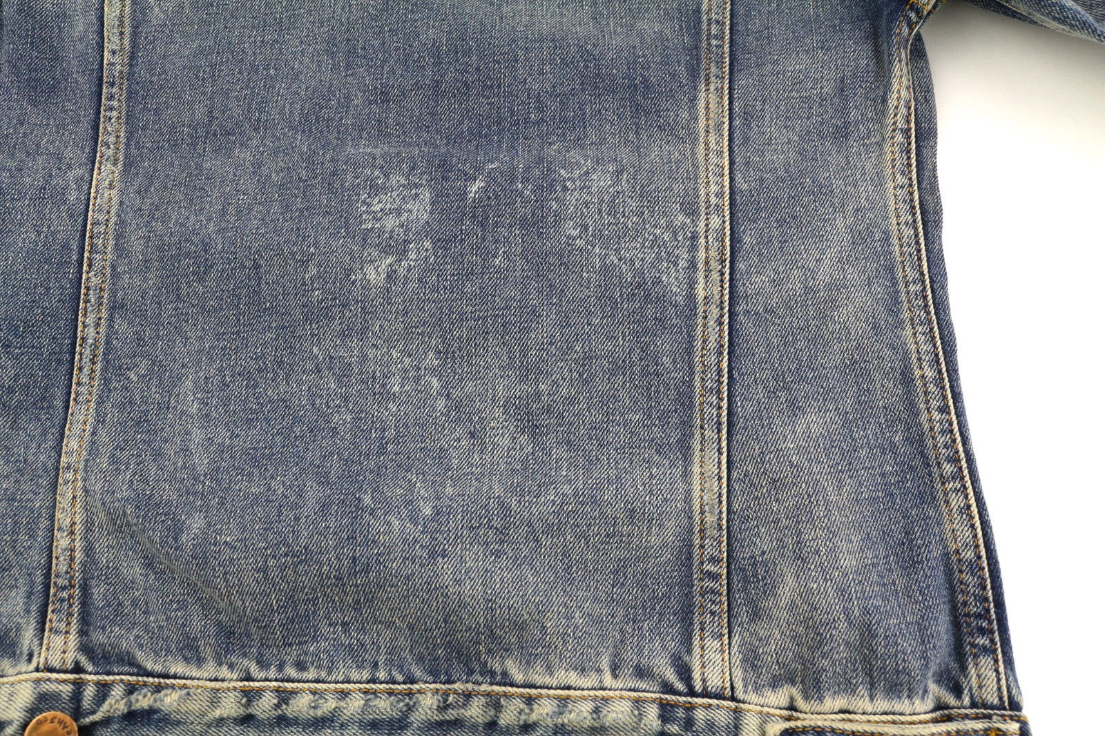 NUDIE JEANS Billy Men's S Shimmering Indigo Ripped Polo Collar Denim Coat