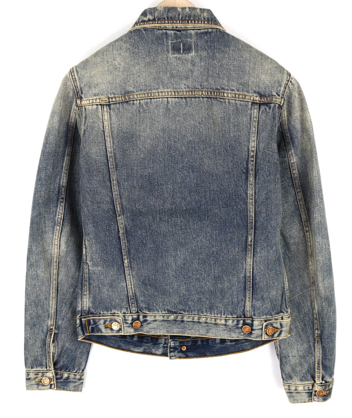 NUDIE JEANS Billy Men's S Shimmering Indigo Ripped Polo Logo Button Jacket