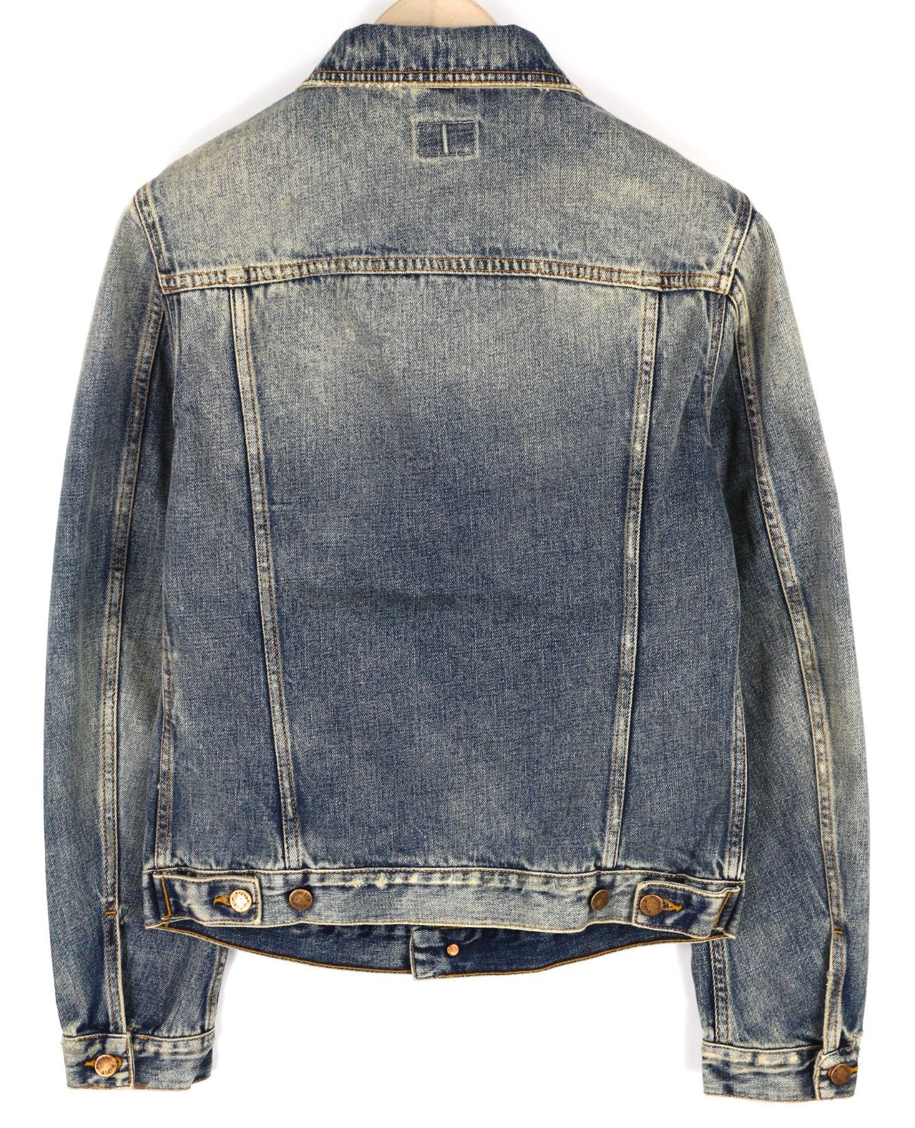 NUDIE JEANS Billy Men's S Shimmering Indigo Ripped Denim Spread Button Jacket