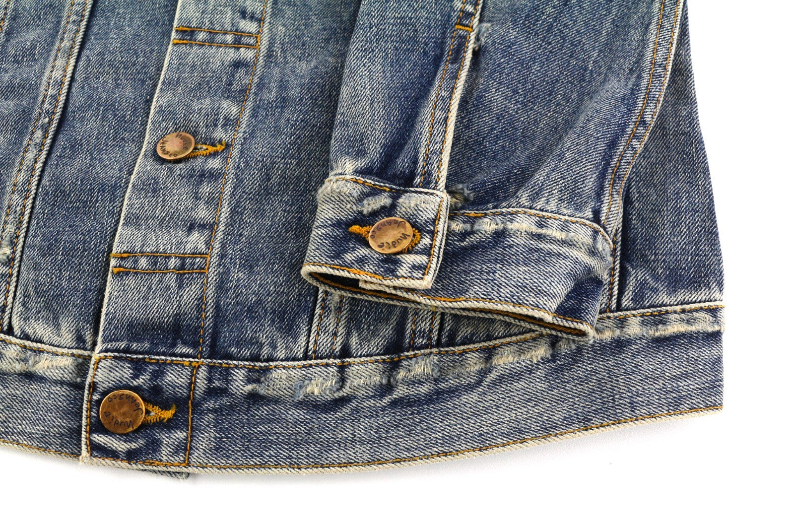 NUDIE JEANS Billy Men's S Shimmering Indigo Ripped Denim Spread Button Jacket