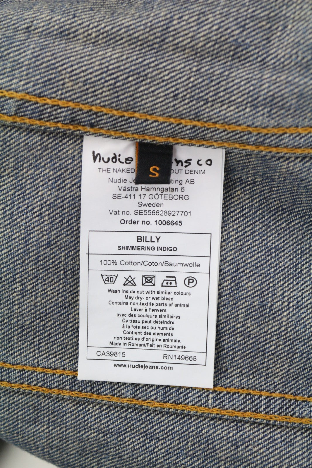 NUDIE JEANS Billy Men's S Shimmering Indigo Ripped Denim Spread Button Jacket