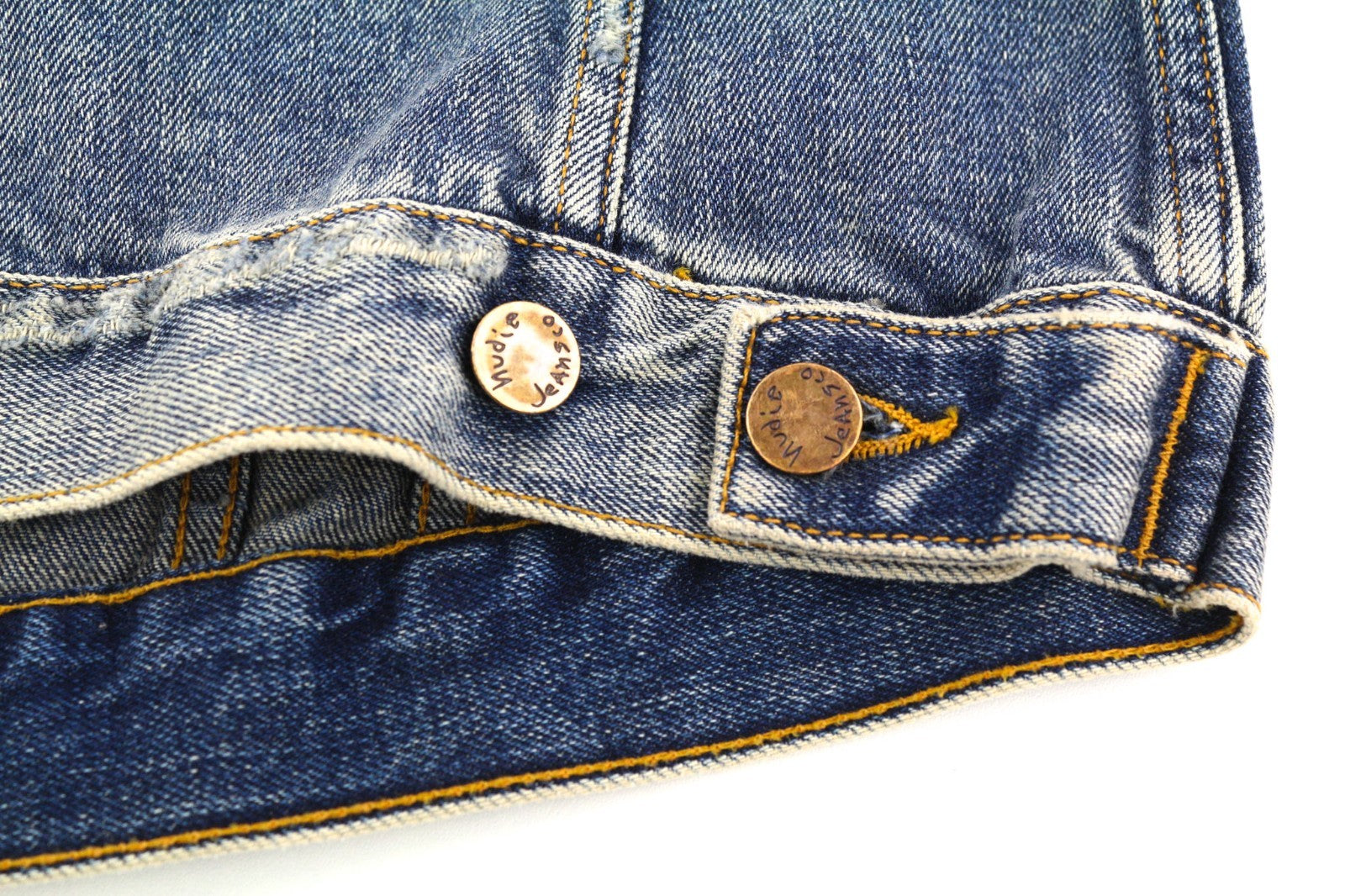 NUDIE JEANS Billy Men's S Shimmering Indigo Ripped Denim Spread Button Jacket