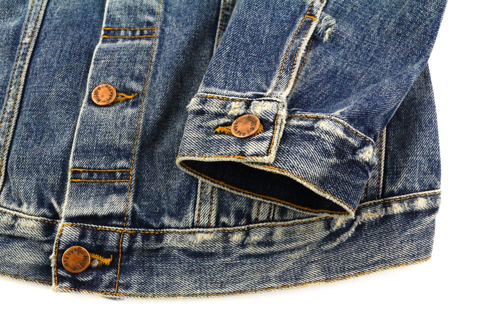 NUDIE JEANS Billy Men's S Shimmering Indigo Washed Denim Polo Button Top